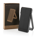 Recycled plastic power bank with solar panel, 10,000 mAh black colour