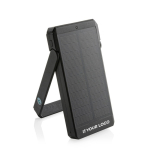 Recycled plastic power bank with solar panel, 10,000 mAh black colour