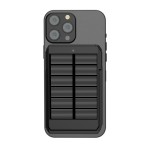 Recycled plastic power bank with solar panel, 5,000 mAh black colour