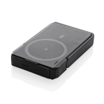 Recycled plastic power bank with solar panel, 5,000 mAh black colour