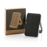 Recycled plastic power bank with solar panel, 5,000 mAh black colour