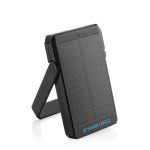 Recycled plastic power bank with solar panel, 5,000 mAh black colour