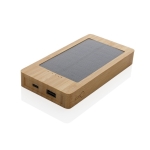 100% bamboo power bank with solar charging panel, 10,000 mAh brown colour
