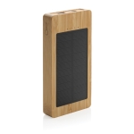 100% bamboo power bank with solar charging panel, 10,000 mAh brown colour