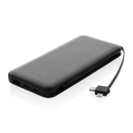 Power bank with energy indicators and type-C cable, 10,000 mAh black colour