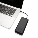 Power bank with built-in type-C and iOS cables, 20,000 mAh black colour