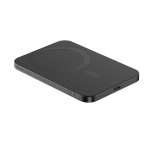 Magnetic power bank in recycled aluminium with magnet, 3,000 mAh black colour
