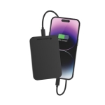 Magnetic power bank in recycled aluminium with magnet, 3,000 mAh black colour