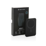 Magnetic power bank in recycled aluminium with magnet, 3,000 mAh black colour