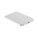 Magnetic power bank in recycled aluminium with magnet, 3,000 mAh silver colour