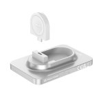 2-in-1 power bank with magnet and watch charger, 5,000 mAh silver colour