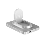 2-in-1 power bank with magnet and watch charger, 5,000 mAh silver colour