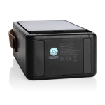 Wireless speaker with solar panel, LED lamp and carry handle black colour