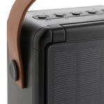 Wireless speaker with solar panel, LED lamp and carry handle black colour