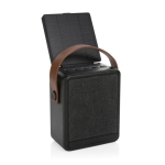 Wireless speaker with solar panel, LED lamp and carry handle black colour
