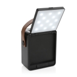Wireless speaker with solar panel, LED lamp and carry handle black colour