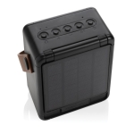 Wireless speaker with solar panel, LED lamp and carry handle black colour