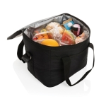 RPET cooler bag with solar panel, holds up to 24 cans black colour