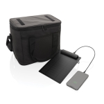 RPET cooler bag with solar panel, holds up to 24 cans black colour