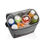 RPET cooler bag with front pocket, holds up to 12 cans grey colour
