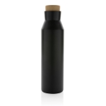 Recycled stainless steel thermal bottle with leakproof lid, 650 ml black colour