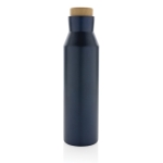 Recycled stainless steel thermal bottle with leakproof lid, 650 ml blue colour