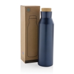 Recycled stainless steel thermal bottle with leakproof lid, 650 ml blue colour