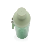 RPET bottle with detachable lid and carry handle, 600 ml green colour