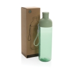 RPET bottle with detachable lid and carry handle, 600 ml green colour