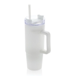 Recycled plastic thermal cup with 3-position lid, 900 ml white colour