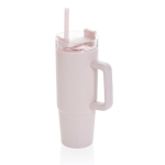 Recycled plastic thermal cup with 3-position lid, 900 ml pink colour