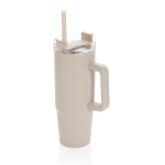 Recycled plastic thermal cup with 3-position lid, 900 ml beige colour