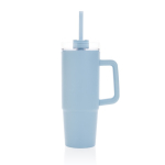 Recycled plastic thermal cup with 3-position lid, 900 ml navy-blue colour