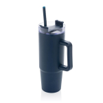 Recycled plastic thermal cup with 3-position lid, 900 ml navy-blue colour