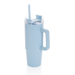 Recycled plastic thermal cup with 3-position lid, 900 ml light blue colour