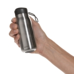 Mini bottle with leakproof cap and carry handle, 150 ml silver colour