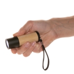 Bamboo and recycled plastic torch with 20 m range brown colour