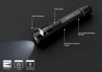 Recycled aluminium torch with 5 light modes, 100 m range black colour
