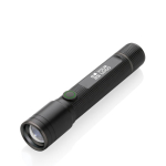 Recycled aluminium torch with 5 light modes, 100 m range black colour