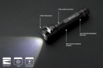 Large recycled aluminium torch with 5 light modes, 500 m range black colour