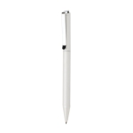 Recycled aluminium twist pen with blue Dokumental® ink white colour