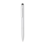 Recycled aluminium pen with stylus and blue ink silver colour