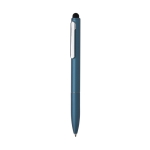 Recycled aluminium pen with stylus and blue ink royal blue colour