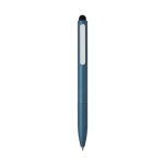 Recycled aluminium pen with stylus and blue ink royal blue colour