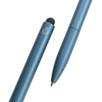 Recycled aluminium pen with stylus and blue ink royal blue colour