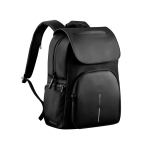RPET laptop backpack with anti-theft flap and secure zips, 16” black colour