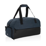 Spacious RPET travel bag with front pocket blue colour