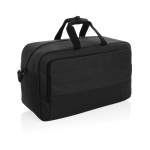 RPET travel bag with large compartment and trolley strap black colour