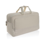 RPET travel bag with large compartment and trolley strap beige colour