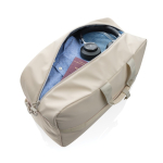 RPET travel bag with large compartment and trolley strap beige colour fifth view